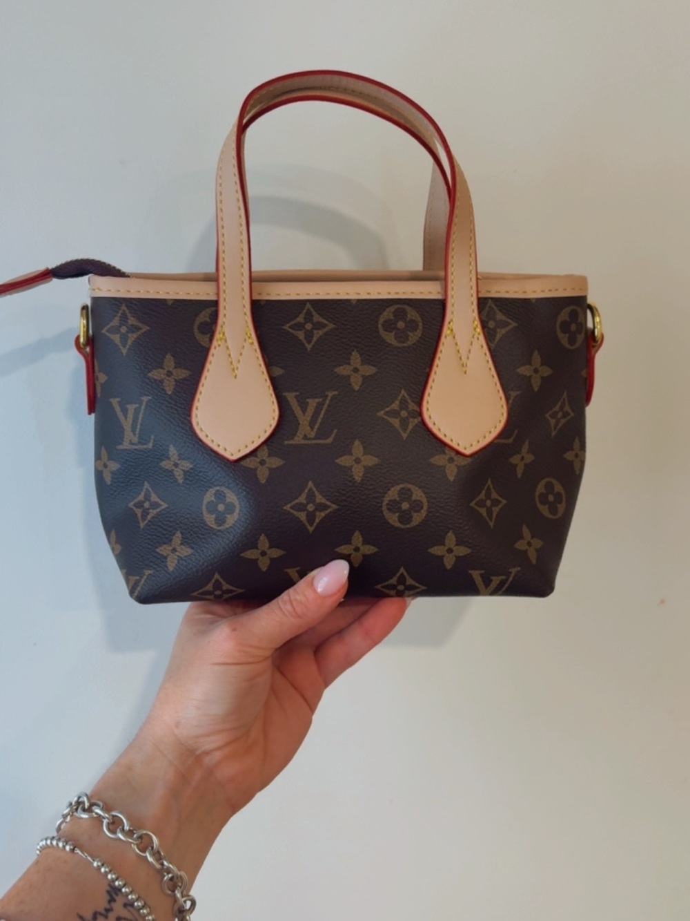 Brown Monogram Mini Tote Bag - Brown/Beige